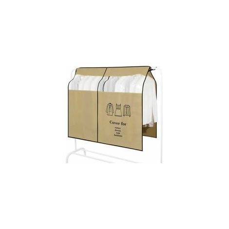 (150 x 120 cm, marrón) Funda protectora universal para perchero con ventana transparente, a prueba de polvo, para camisas, vestidos, trajes y abrigos.