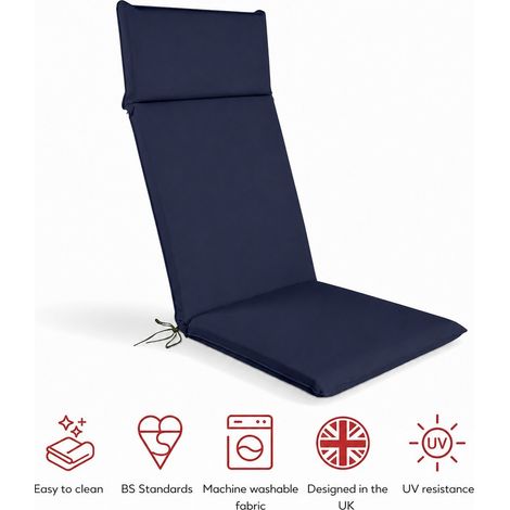SP High Back Recliner Pad Cushion - L116 x W49 x H6 cm - Navy