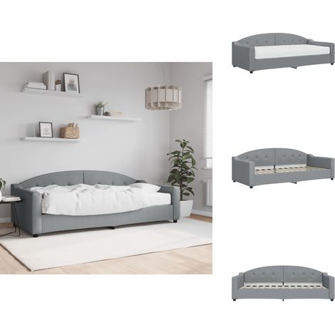 Tagesbett mit Matratze Hellgrau 90x200 cm Stoff - Tagesbett Mit Matratze - Tagesbetten Mit Matratze - Tagesbett - Sofabett (1/5)