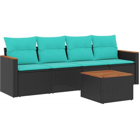 Maison Exclusive - 5-teiliges Gartensofa-Set mit Kissen, schwarze