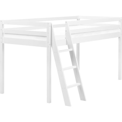Beliani – Lit simple enfant mi-hauteur en bois de pin 90x200 cm – Sommier à lattes blanc – Design moderne avec échelle et barrières de sécurité - PIN 90 X (1/5)