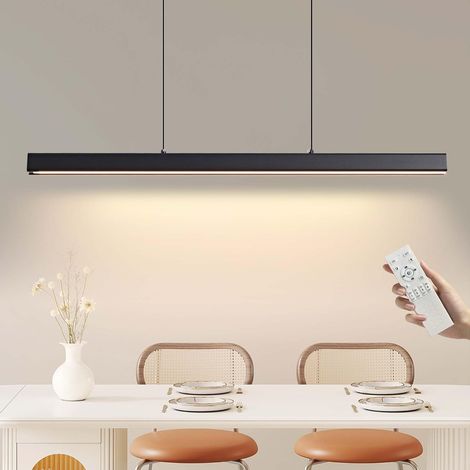 1 Suspension LED, 100CM, Dimmable, Noire, Télécommande, Linéaire, Réglable, Salle à manger, Cuisine (1/5)