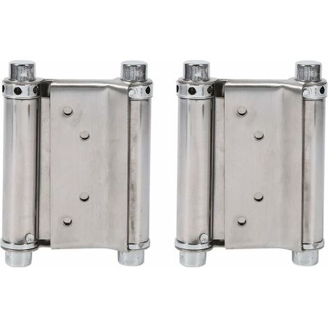 2-Piece Stainless Steel Double Action Spring Hinges, Saloon Door Hinges, Swing Door Hinge, Load Capacity Up to 15 kg (1/5)