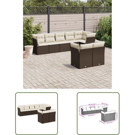 The Living Store 8-tlg. Garten-Sofagarnitur mit Kissen Braun Poly Rattan - Gartensorte - Outdoor Möbel - Lounge Set - Gartenlounge - Rattan Sofa (1/3)