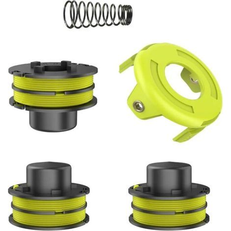 Bobines de fil, compatibles avec RLT3025F/S, RLT3525S, interchangeables, originales RAC119, (3 bobines de fil de rechange + 1 ressort + 1 cache débroussailleuse) ,4.924.923.71cm (1/4)