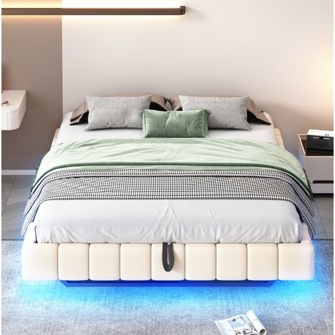 bett doppelbett stauraum 160x200 schwebend beige OKMYHOME (1/5)