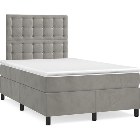 Letto a Molle Materasso e LED Grigio Chiaro 120x190 cm Velluto (1/5)
