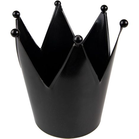 Photophore Bougeoir Chauffe-Plat  en Fer Noir Forme Couronne Style Rustique Ø 18 x 21 cm - PANGIVO (1/2)