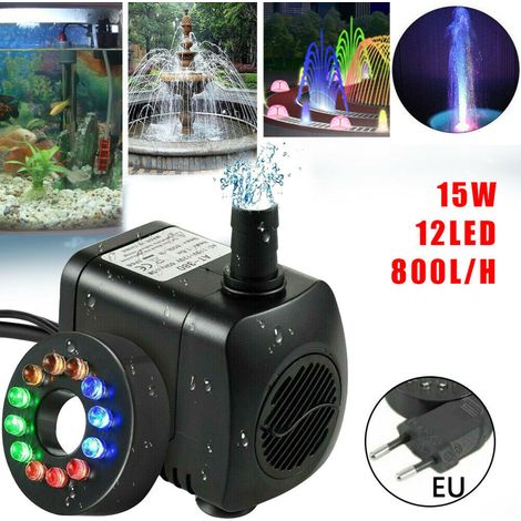 Pompe de fontaine, pompe de jardin, pompe de fontaine avec 12 lumières LED colorées (1/4)