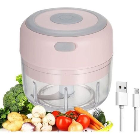 Mini hacir à ail électrique trancheuse à ail broyeur à ail mélangeur RT culinaire pour Piment Chili légumes Noix Viande 100 M [420] (1/4)