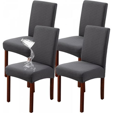 Housses de chaise de salle à manger, lot de 4 extensibles, modernes, amovibles et lavables (gris, lot de 4) (1/5)