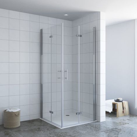 AQUABATOS® Duschkabine Eckeinstieg mit 180º Klappbar Faltbar Drehfalttüren, Duschabtrennung Duschwand Glas Eckdusche Pendeltür 6mm ESG Sicherheitsglas mit Nano Beschichtung 2. 70x75x197 cm (1/5)