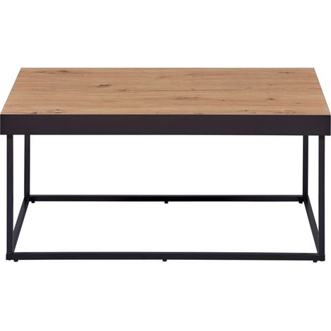 Tavolino Basso da Caffe Tavolo con in Legno MDF Struttura Metallo Nero (1/4)