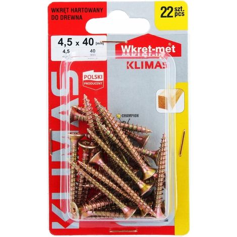 Vis à bois trempées 4,5x40mm 22pcs PZ2 or
