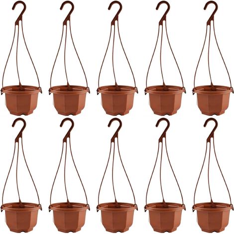 10 pots suspendus pour plantes d'extérieur, jardinière suspendue robuste orchidées avec crochet, (1/5)