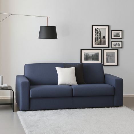 Talamo Italia Canapé fixe Marzia, Grand Canapé 2 places, 100% Made in Italy, Canapé Salon, en tissu matelassé, avec accoudoirs fins, Cm 180x95h90, Bleu, avec emballage renforcé (1/4)
