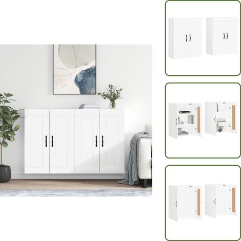 The Living Store Wandschränke 2 Stk. Weiß Holzwerkstoff - Holzwerkstoff