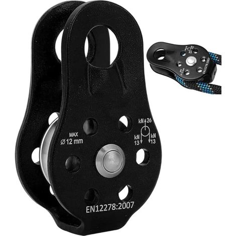 Kletterrolle, 26 kN Kletterausrüstung, Schnellaufbau-Abseilausrüstung, Robuste Rolle für Bergsteigen, Traversen, Seilrutschen, Rettungseinsätze und mehr.