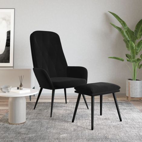 Chaise de relaxation avec repose-pied Chaise scandinave Chaise de salon Noir Velours 12773 (1/5)
