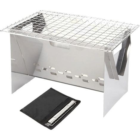 Barbecue charbon portable pliable en acier inoxydable (1/5)
