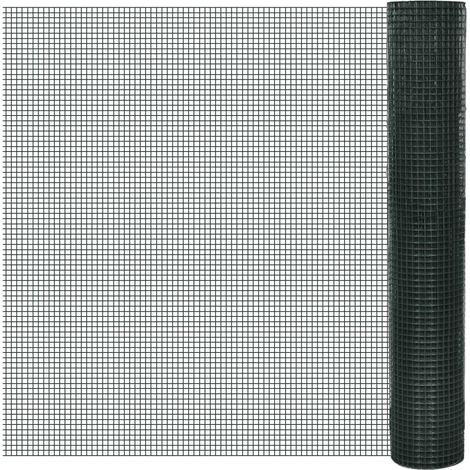 Clôture en grillage galvanisé avec revêtement PVC pour poulailler, 25 x 1 m, verte
