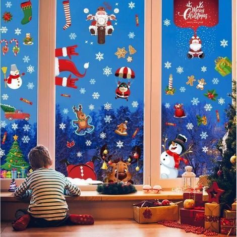 Christmas Window Stickers - Santa Claus - 18 Sheets of Removable PVC - Creative Multicolor Decoration