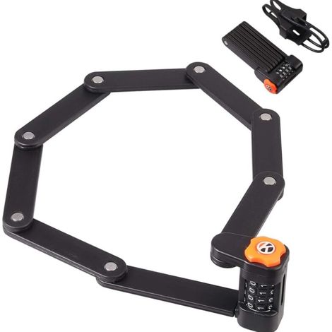 Antivol vélo pliable 8 sections extra dur, cadenas 4 chiffres (1/5)