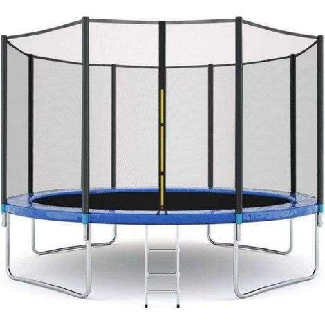 Filet de protection pour trampoline Ø 305 cm – 6 poteaux droits – Polyéthylène résistant aux intempéries – Porte à fermeture éclair 120 cm-DELKEVIC (1/4)