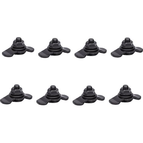 Raccords goujons filetés pour rail en L, M8x20, capacité charge 6000 lb, écrous double cosse, noirs, 8 pièces (1/5)