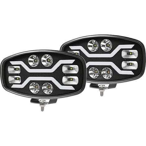 Faro da lavoro per escavatore, alta luminosità, impermeabile, 2 luci diurne a LED (DRL) ambra/bianche. (1/2)