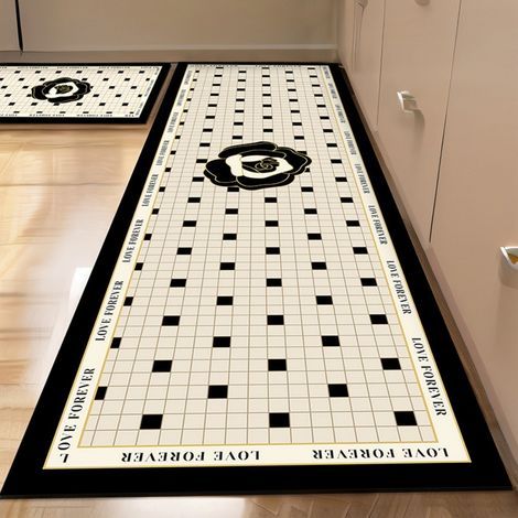 LAN Küchenmatte im amerikanischen Stil mit Gittermuster (5080 cm), saugfähige Kieselgur-Fußmatte, leicht zu reinigen, rechteckige, rutschfeste Matte für den Heimgebrauch (1/5)