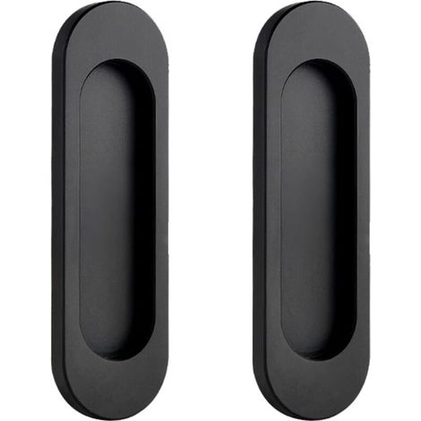 Selbstklebende ovale Schiebegriffe aus Aluminium, 2 Stück, mattschwarz, 100 mm, W-MF002184-EU