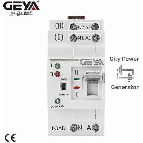 GEYA G2R Handumschalter für DIN-Schiene, 2-poliger ATS, 110V/220V Spule, PC-Typ, Netzstrom zu Generator, 63A, 25-26V (1/5)