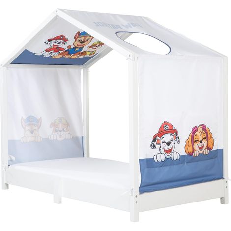 roba Copertura per Letti Montessori 70 x 140 cm con Design Paw Patrol - Accessorio Adatto per trasformare Il Letto in Un baldacchino - con 3 Tasche portaoggetti e Finestra sul Tetto (1/5)