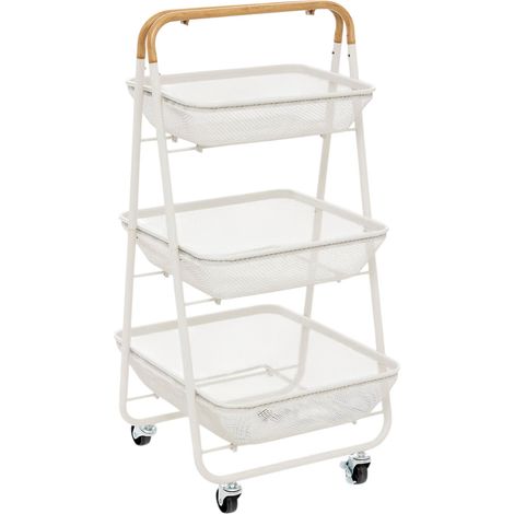 Desserte de Cuisine 3 Niveaux "Mayaj" 86cm Beige