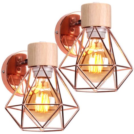 royaluxe- 2PCS Applique Murale Rétro 15CM Lampe Murale Moderne Applique Murale D'Intérieur En Métal, Angle Réglable, Or Rose, Pour Bar, Bureau, E27