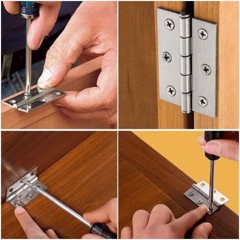 10Pcs Charnière En Acier Inoxydable Charnières 3 Pouces Se Pliant Charnière Connecteurs Pour La Maison Meubles Matériel Armoire Garde Porte Tiroir (avec 60Pcs 3 x 12mm Vis) (1/5)