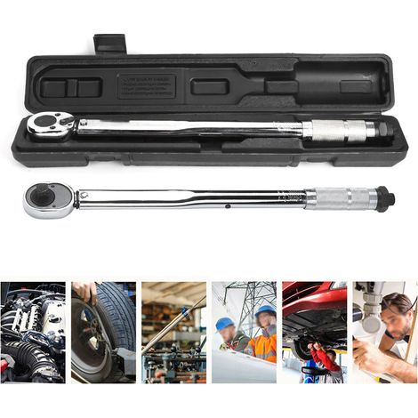 Clé dynamométrique 1/2 po 28-210 Nm, clé à cliquet préréglée de haute précision, outils de réparation automobile avec accessoires, fixation 1/2 po (1/5)