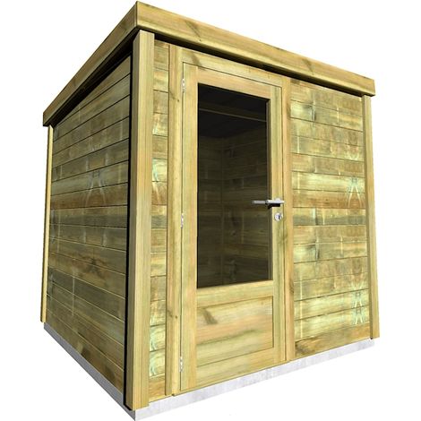 Abri Français – Abri de jardin bois pin traité autoclave 28mm – Bac acier – Dimensions 2,14x2,34m – Hauteur intérieure 1,95m – Fabrication française (1/5)