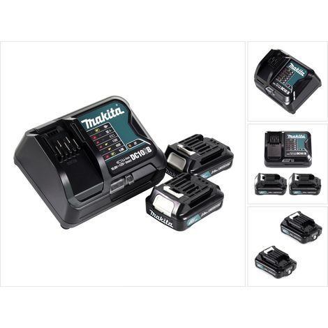 Makita Power Source Kit 12V con 2x BL1021B batería 2.0Ah + cargador DC10SB
