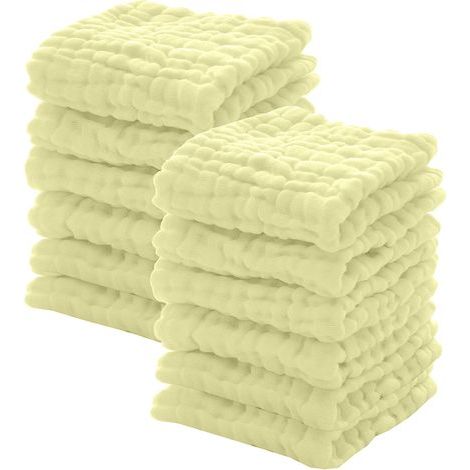 Set mit 12 Babytüchern, weiche Baumwolle, 30 x 30 cm, Gesichts- und Badetuch, mit Aufhängeschlaufe, für Neugeborene (1/5)