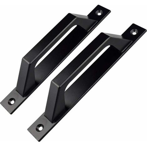 Poignée De Porte En Forme De D - 200 mm - Pour Portes En Bois Intérieures Et Extérieures - Noir Mat - Lot De 2 (1/5)