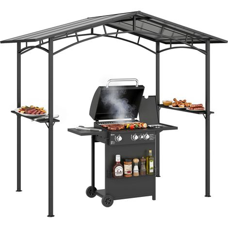 Ensemble barbecue de jardin - Outsunny - abri barbecue et barbecue à gaz 3+1 brûleurs - acier aluminium - 246x149x230cm - noir (1/5)