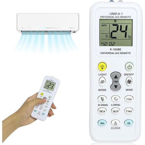 Télécommande universelle pour climatiseurs, compatible avec des marques telles que Mitsubishi, Fujitsu, Haier, LG, Gree, Midea, Hitachi, Sharp, Panasonic, Samsung,... (1/5)