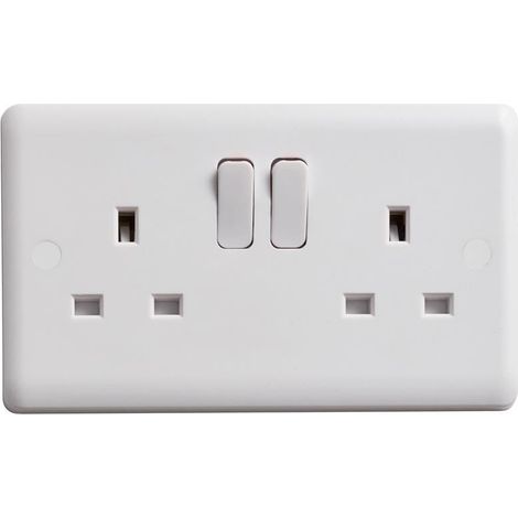 Deta Vimark Switched Socket 2-Gang 13A Electrical Wall Outlet Unit (1/3)