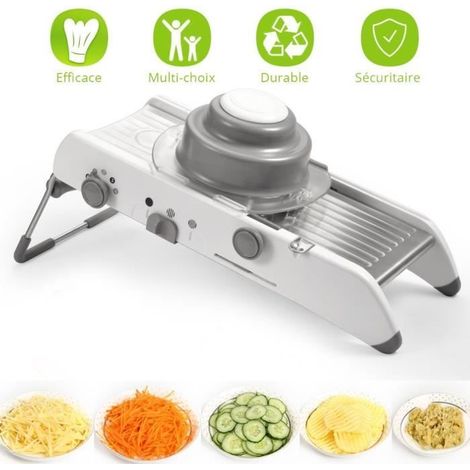 Mandoline de Cuisine Multifonctions Professionnel - Mandoline Légumes Pliable Réglable en Acier Inoxydable de Haute Qualité et ABS (1/4)