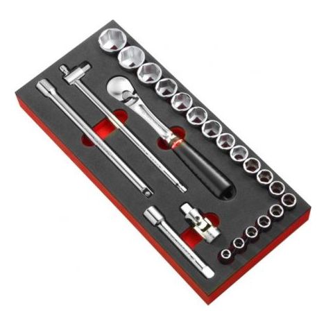 Facom – Coffret cliquet et douilles 1/2" hexagonal – 6 douilles en chrome vanadium – Pour travaux mécaniques – Compatible avec cliquets standards (1/2)