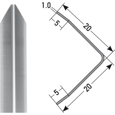 PROVISTON Winkelprofil Aluminium 20 x 20 x 1000 mm Edelstahl matt Montageprofil (1/5)