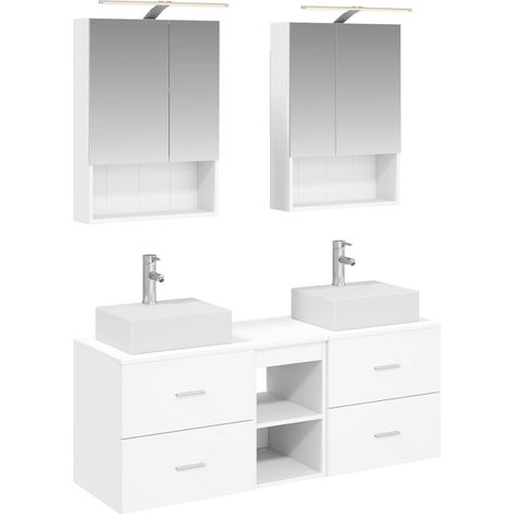Bathroom Furniture Set 5 pcs White Engineered Wood and Glass vidaXL (1/5)