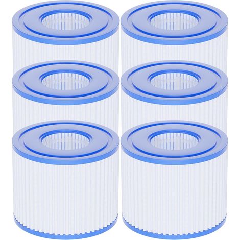Type VI Cartouches filtrantes pour Spa Gonflable compatibles avec Les spas, 90352E, 58323E, 58323, 58324 et 90427E, 107 x 79 MM, Lot de 6 (1/5)